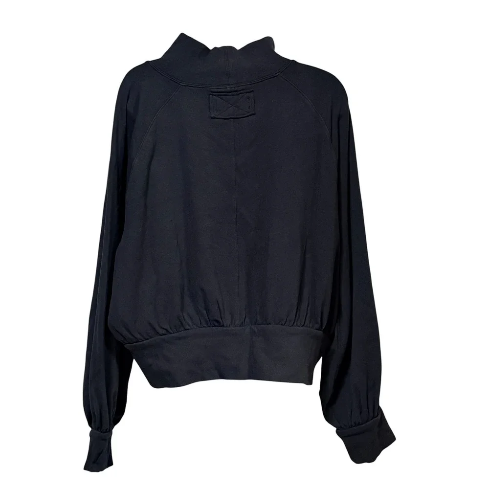 We The Free Free People Black Mock Neck Balloon‎ Sleeve Sweatshirt XL OB1081682